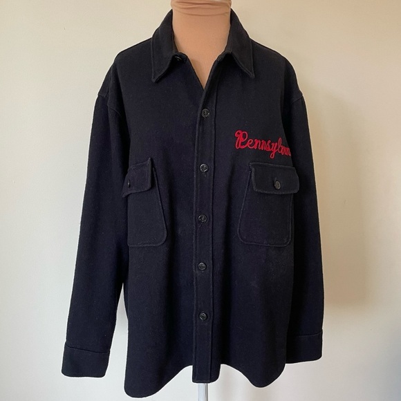 Vintage Tops - Vintage 1969 University of Pennsylvania Princeton Sportwear Wool Button Down L